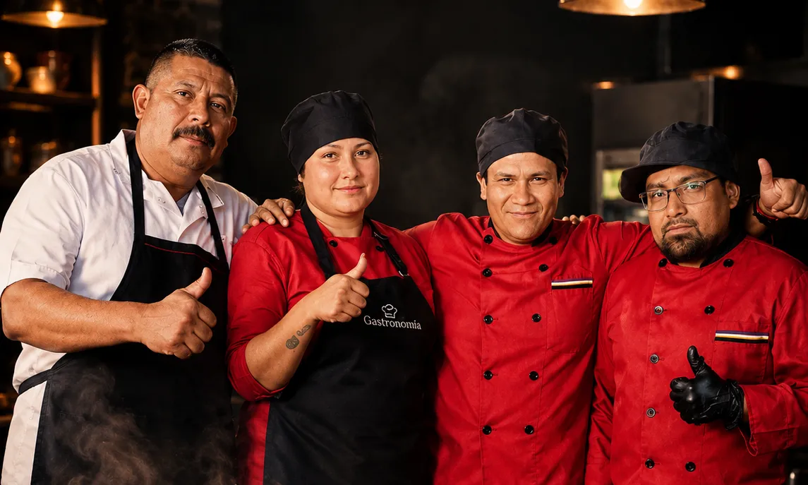 Equipo de servicio de Delicious MX uniformado